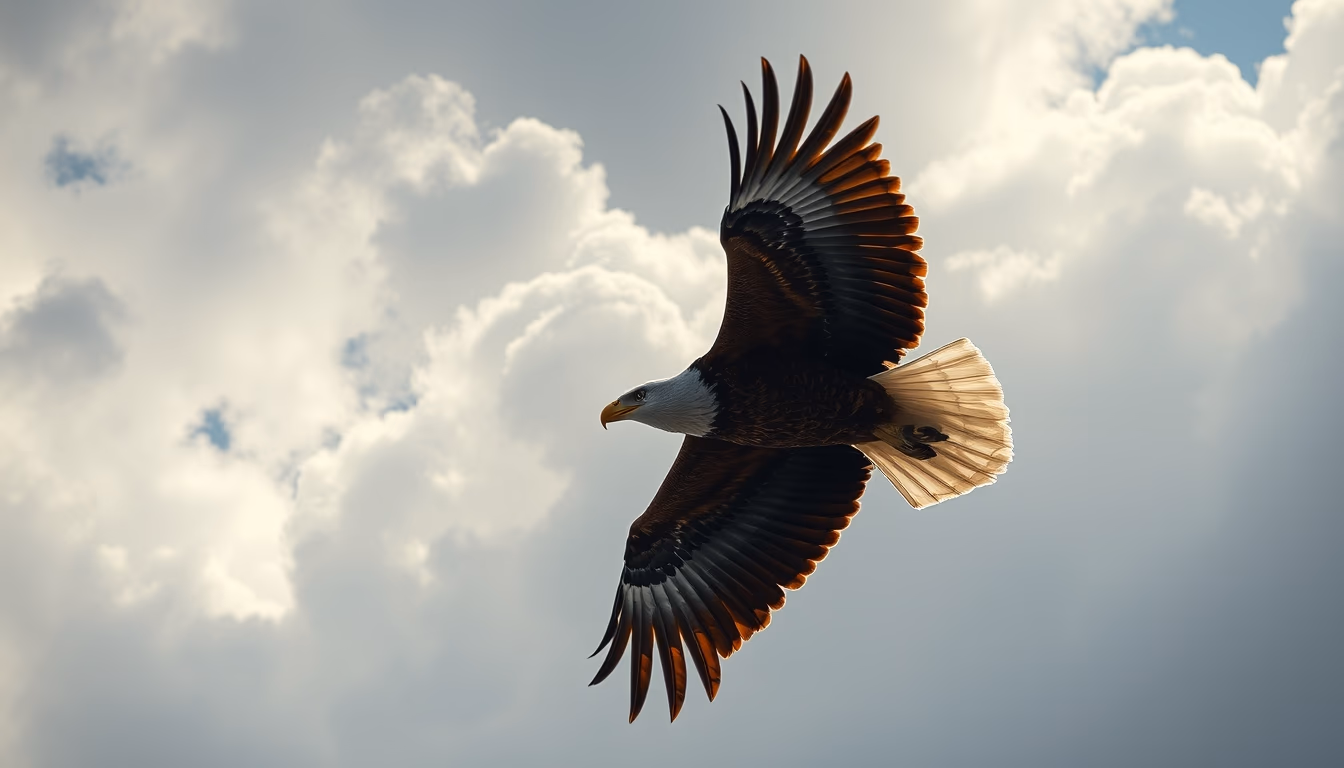 eagle soaring sky in editorial style