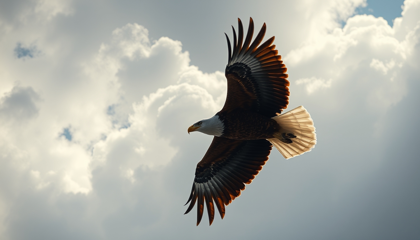 eagle soaring sky in editorial style