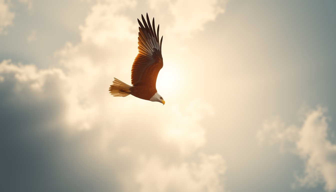 eagle soaring sky in editorial style
