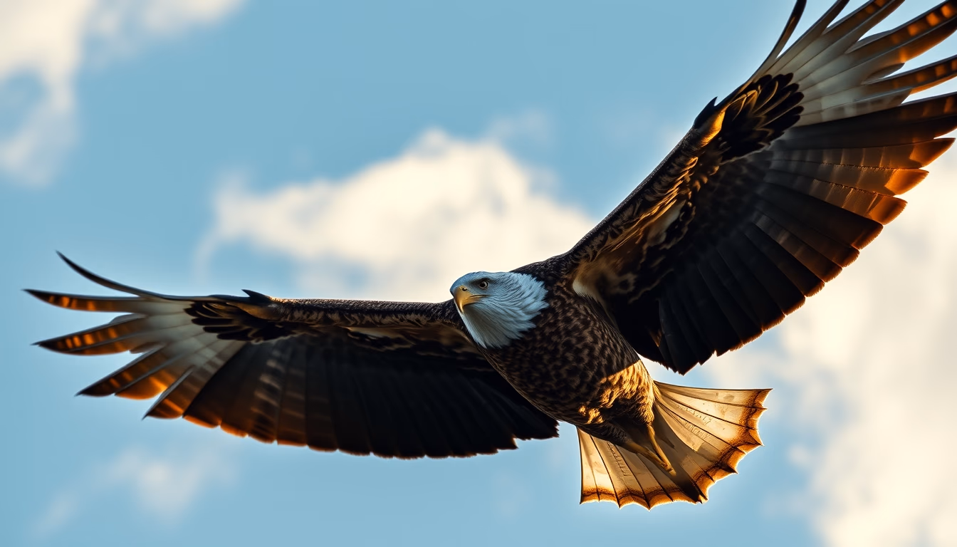 eagle soaring sky in editorial style