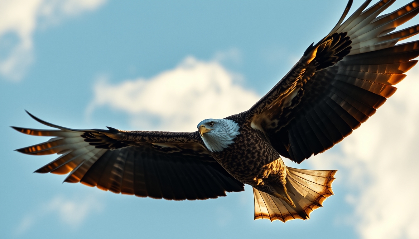 eagle soaring sky in editorial style