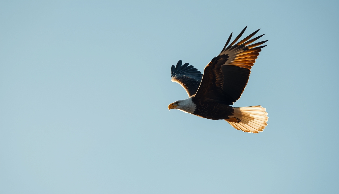 eagle soaring sky in editorial style