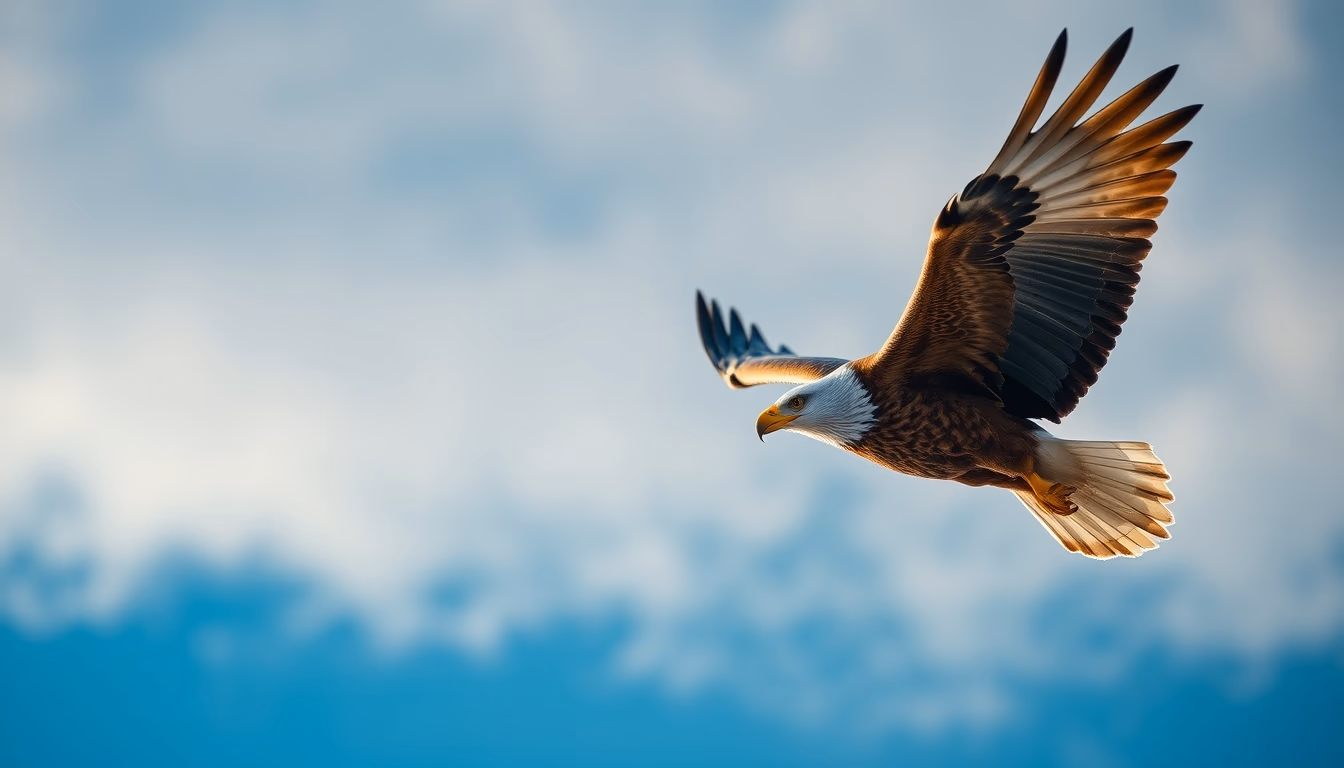 eagle soaring sky in editorial style