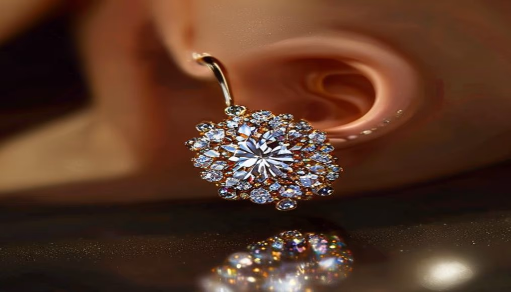 ear cuff diamond pavé in luxury editorial photography