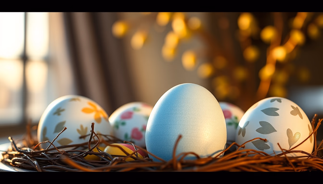 easter eggs decorated in editorial style