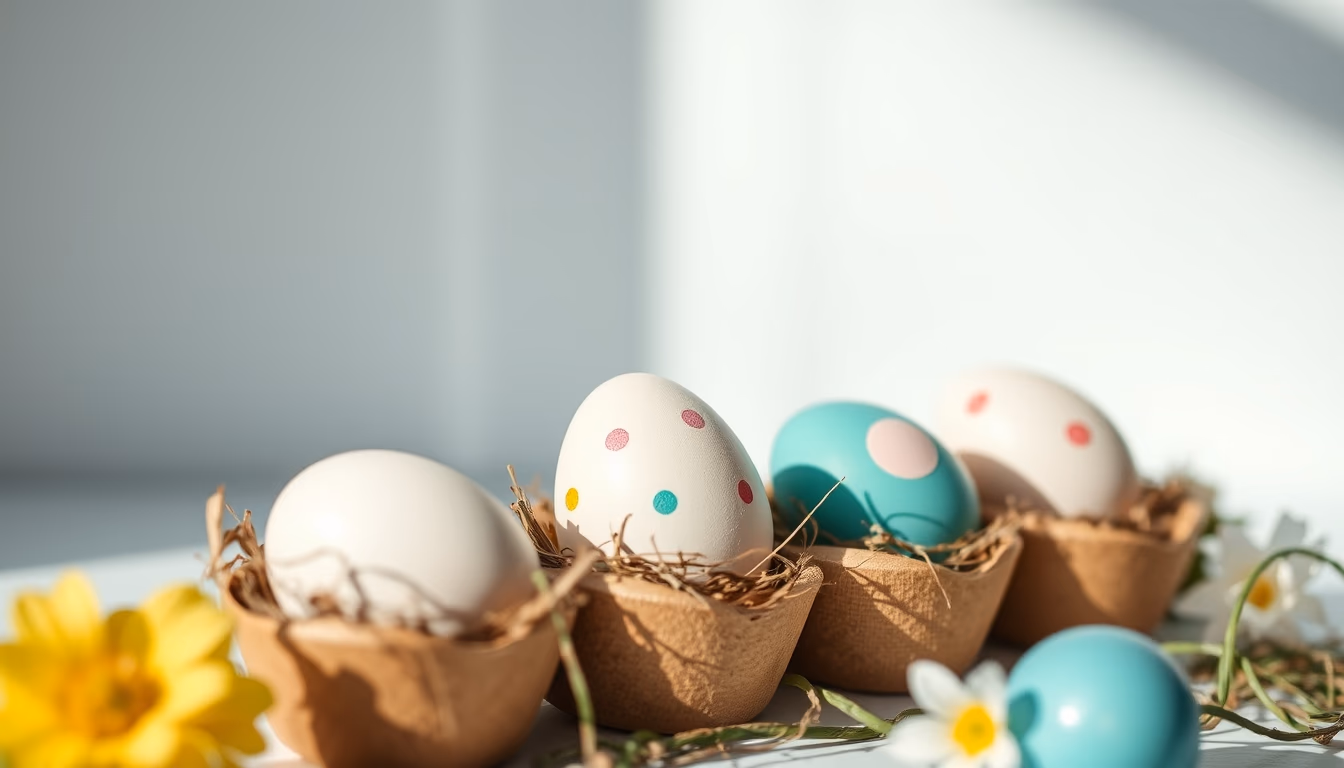 Easter eggs decorated em estilo editorial