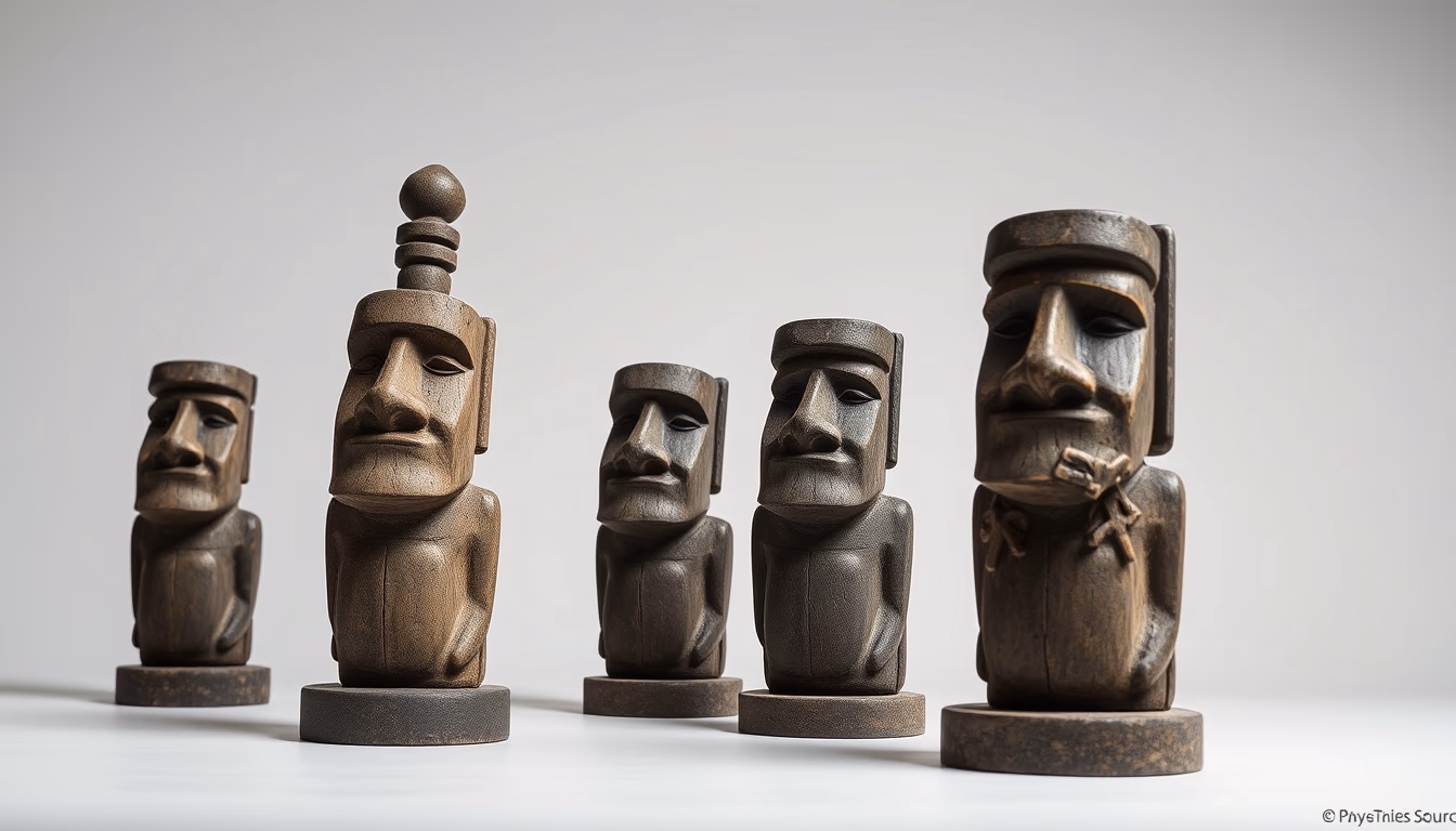 easter island moai statues in editorial style