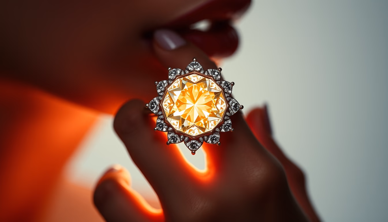 eclipse solar diamond ring in editorial style