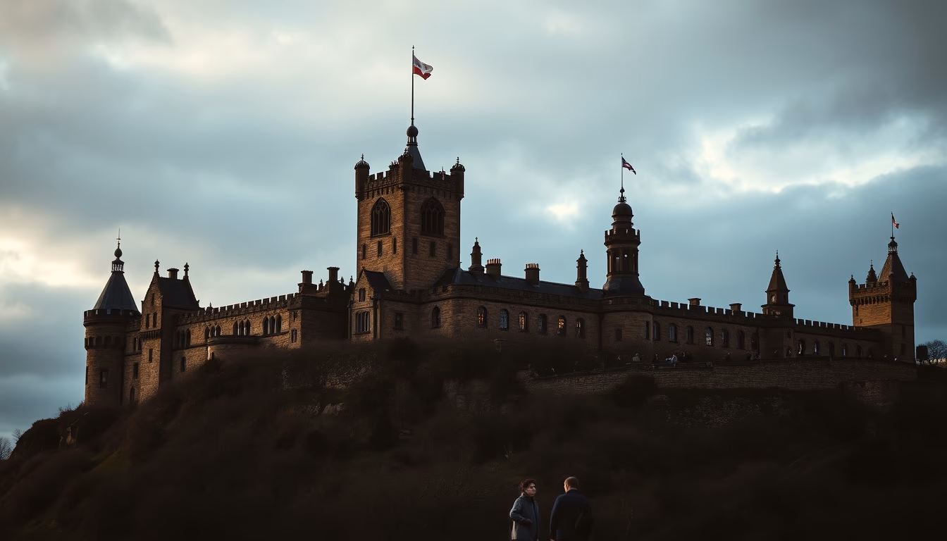 edinburgh castle scotland in editorial style