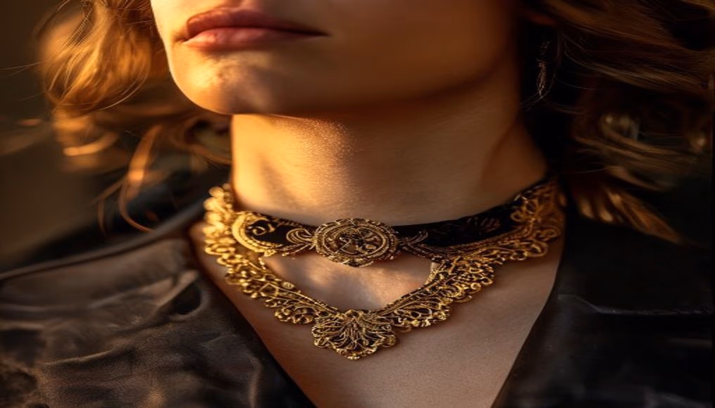 Edwardian dog collar necklace lace em fotografia editorial de luxo