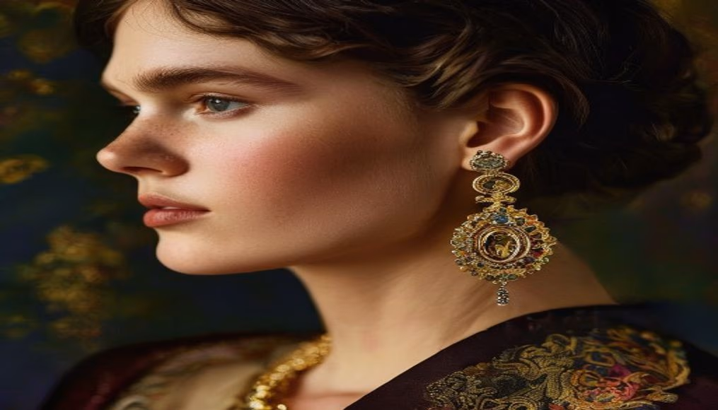 Edwardian girandole earrings em fotografia editorial de luxo