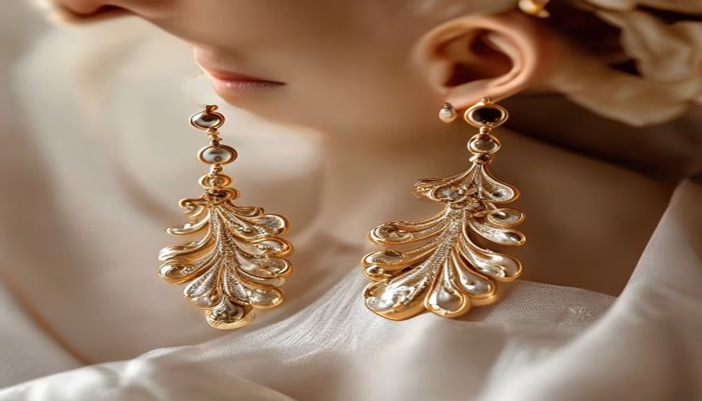 edwardian girandole earrings in luxury editorial photography