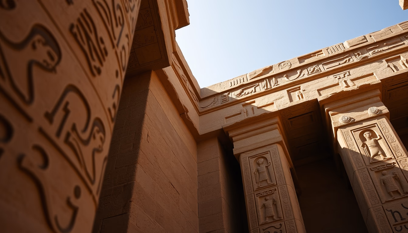 egyptian hieroglyphs detail in editorial style