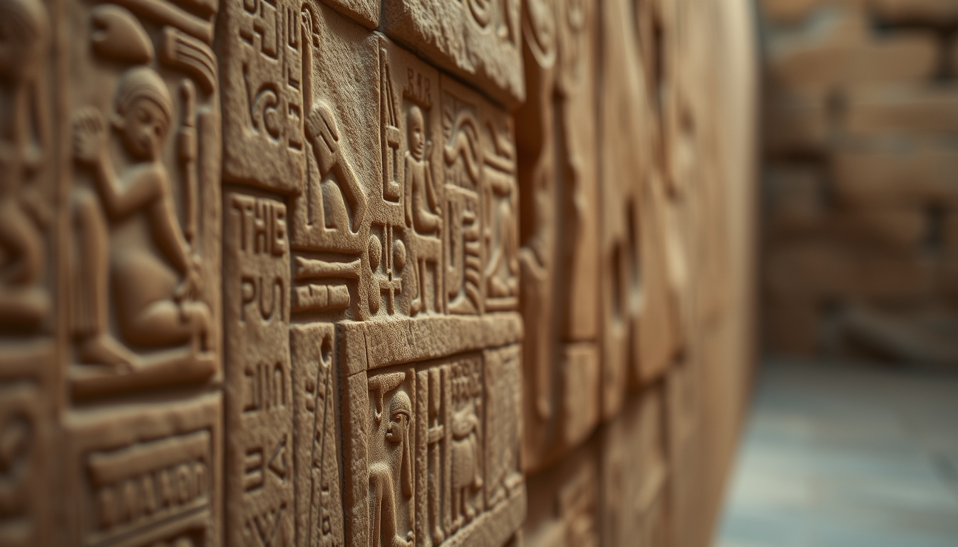 egyptian hieroglyphs detail in editorial style