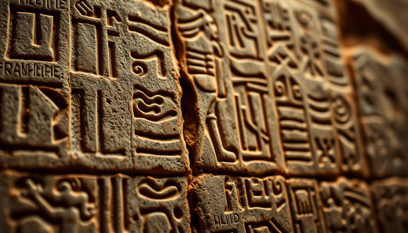 egyptian hieroglyphs detail in editorial style