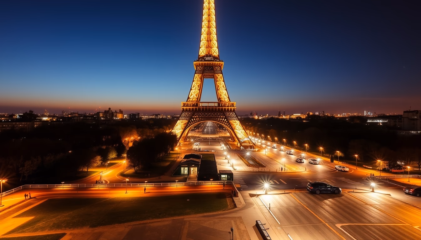 eiffel tower paris night in editorial style