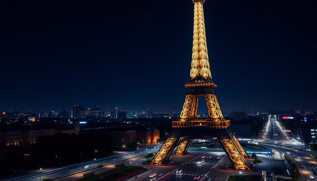 eiffel tower paris night in editorial style
