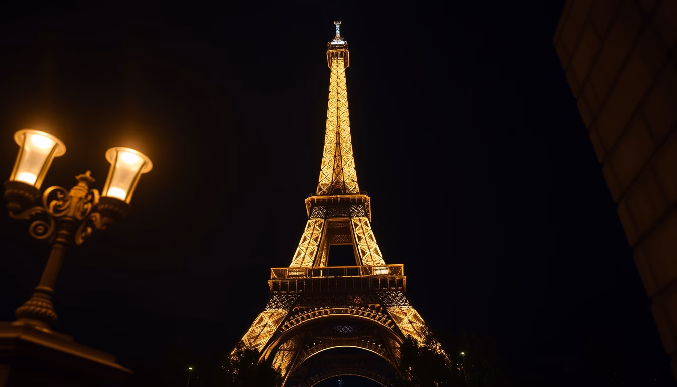 eiffel tower paris night in editorial style