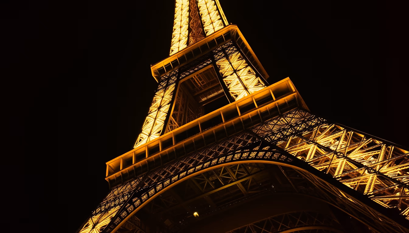 eiffel tower paris night in editorial style
