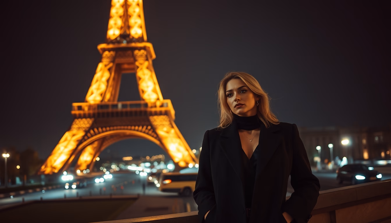 eiffel tower paris night in editorial style