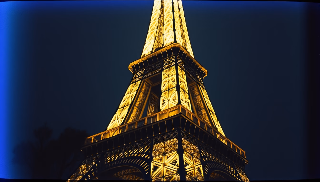 eiffel tower paris night in editorial style