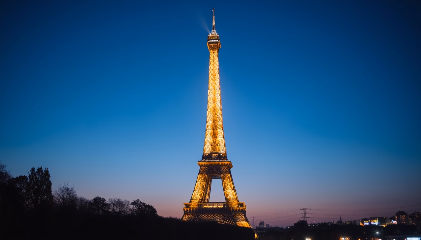 eiffel tower paris night in editorial style