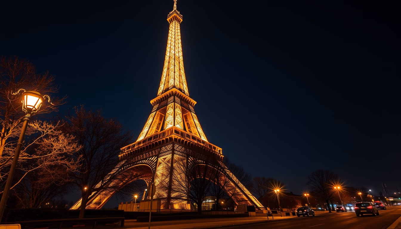 eiffel tower paris night in editorial style