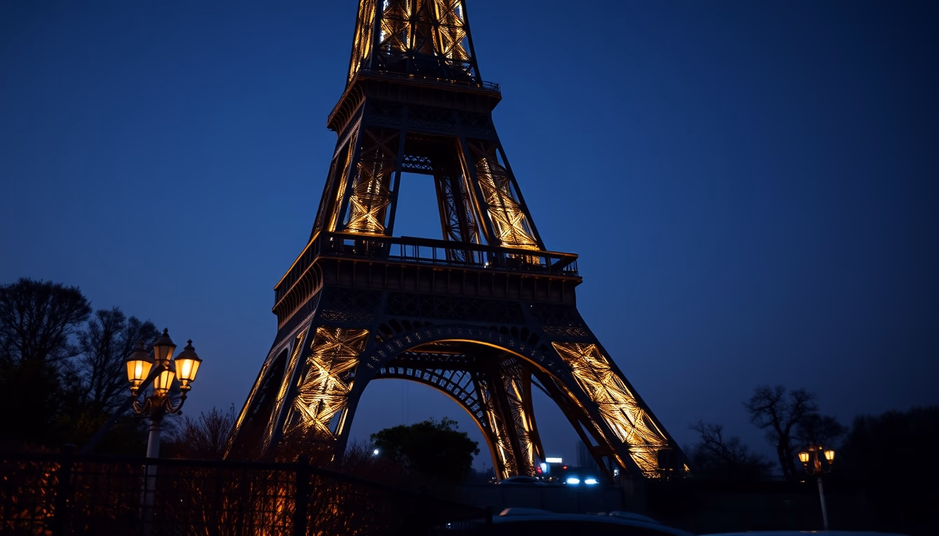 eiffel tower paris night in editorial style