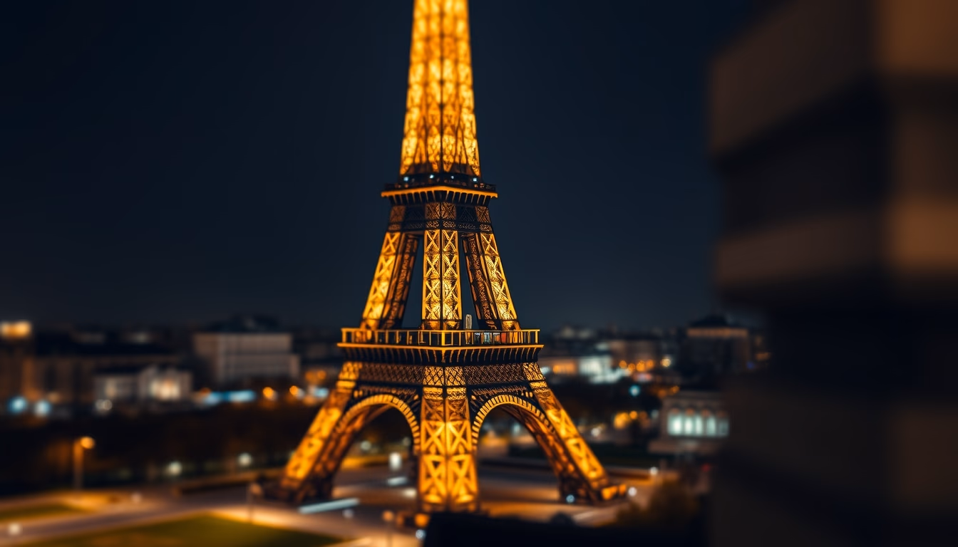 eiffel tower paris night in editorial style