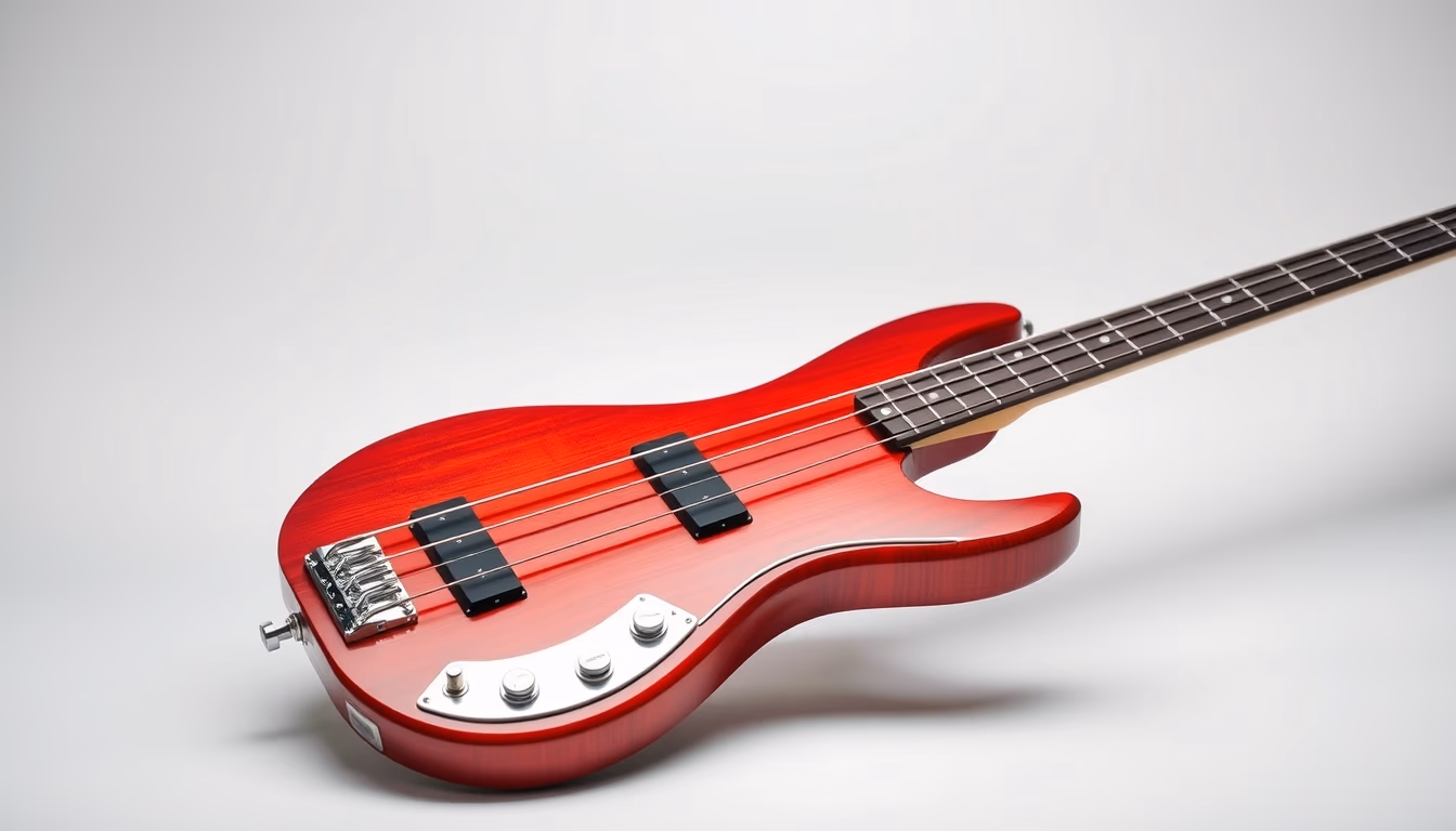 electric bass guitar in editorial style