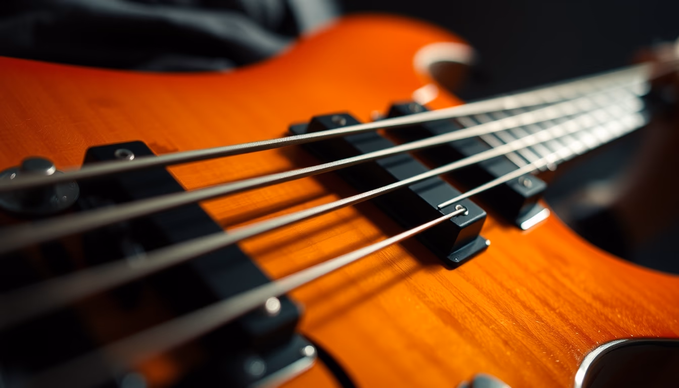 electric bass guitar in editorial style