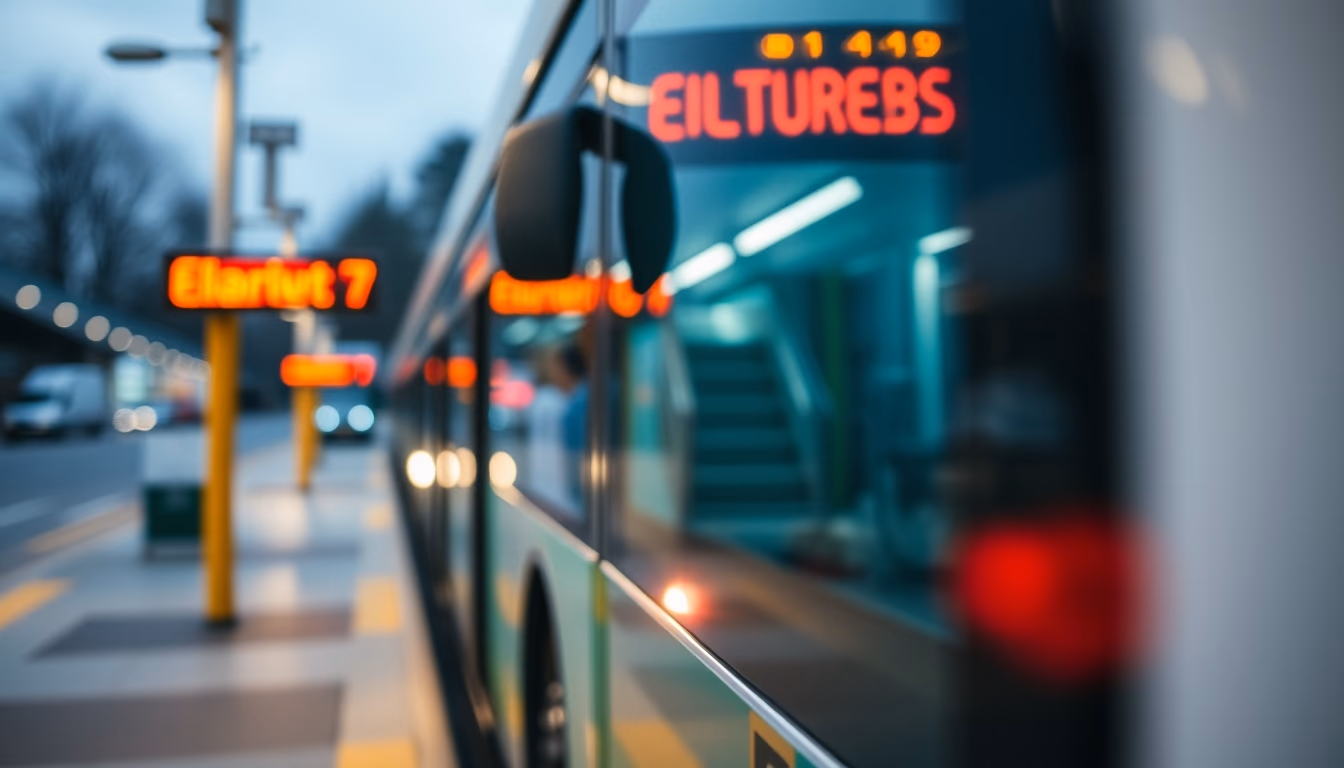 electric bus station in editorial style