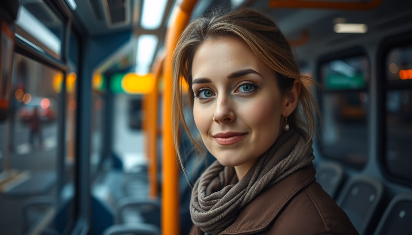 electric bus station in editorial style