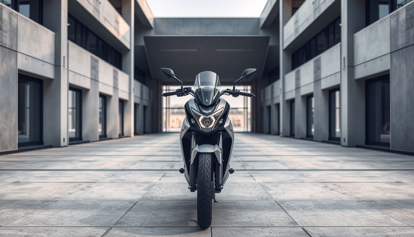 electric motorcycle modern in editorial style