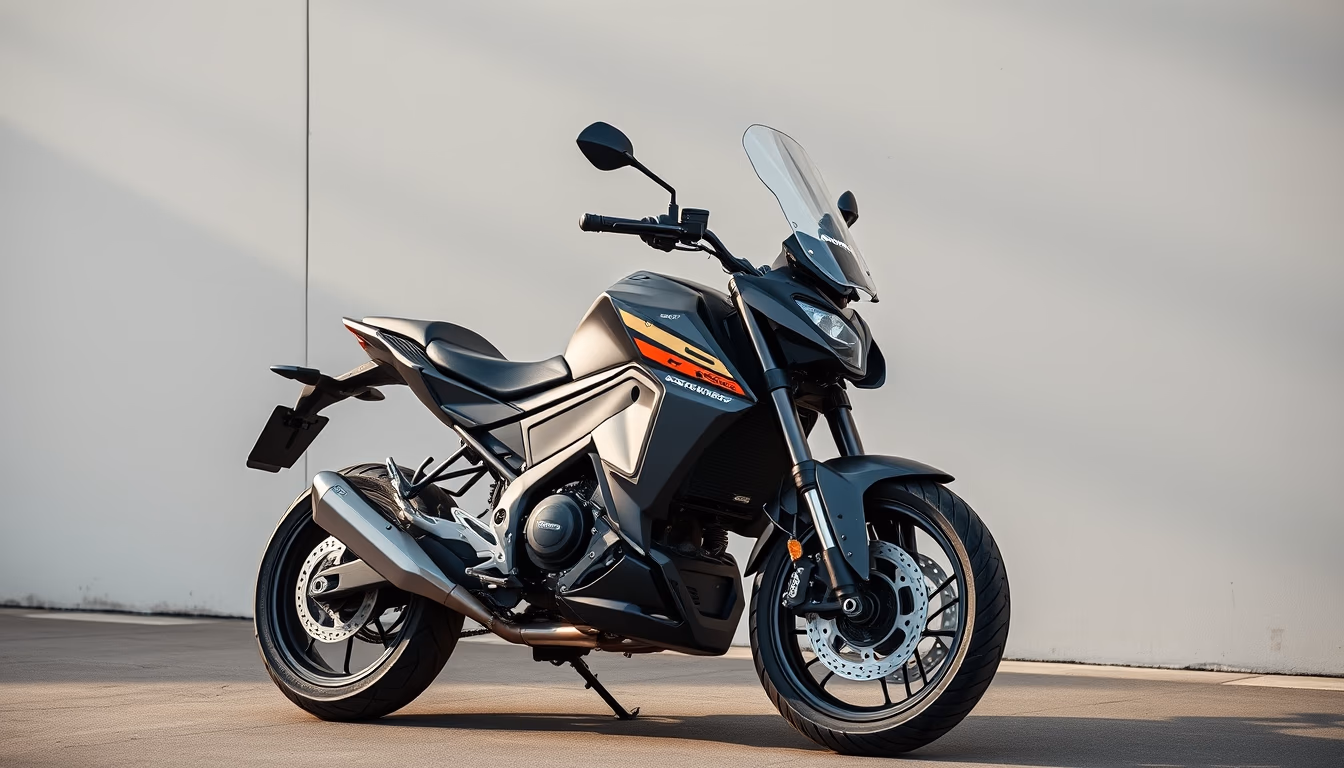 electric motorcycle modern in editorial style