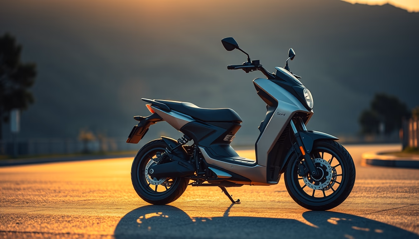 electric motorcycle modern in editorial style