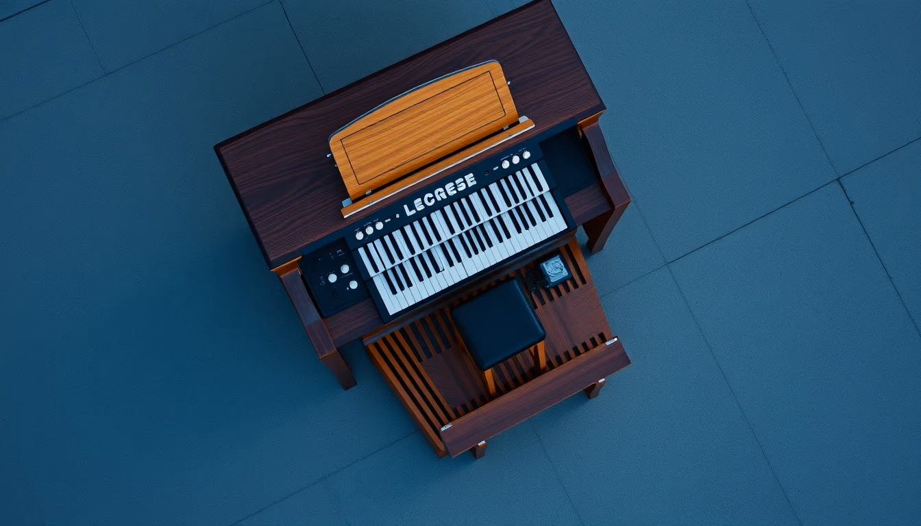 electric organ hammond in editorial style