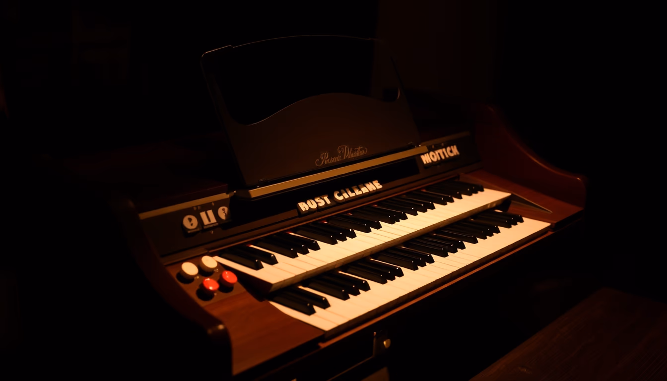 electric organ hammond in editorial style