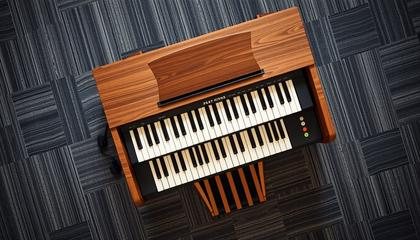 electric organ hammond in editorial style