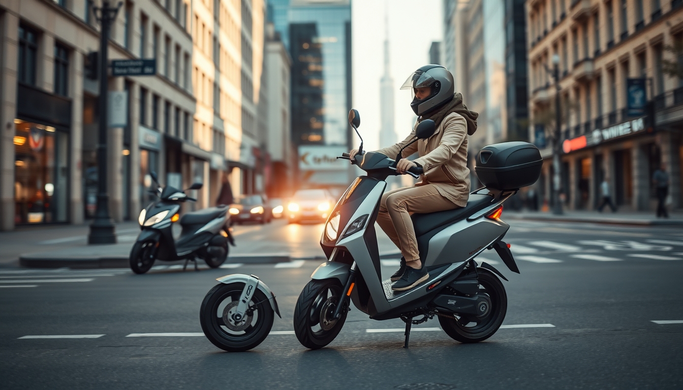 electric scooter city street in editorial style