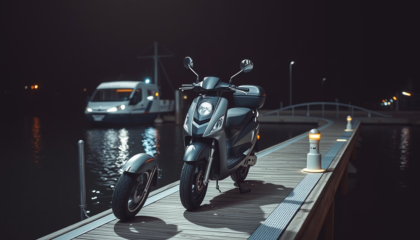 electric scooter dock in editorial style