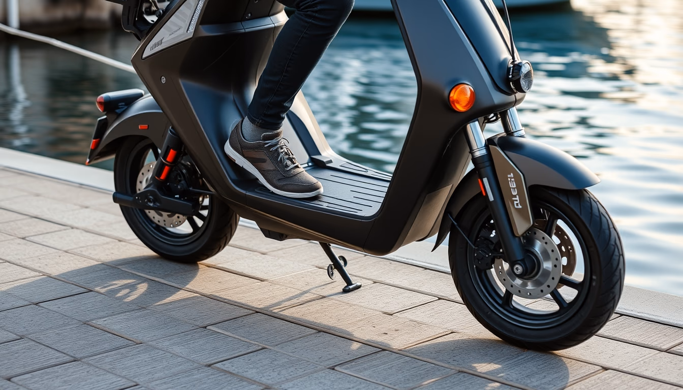 electric scooter dock in editorial style