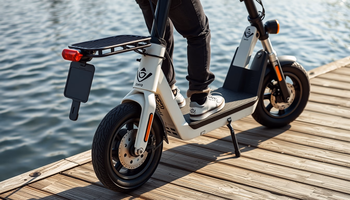 electric scooter dock in editorial style