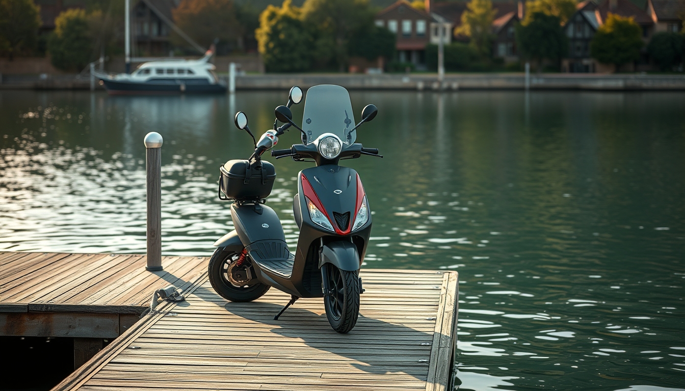 electric scooter dock in editorial style