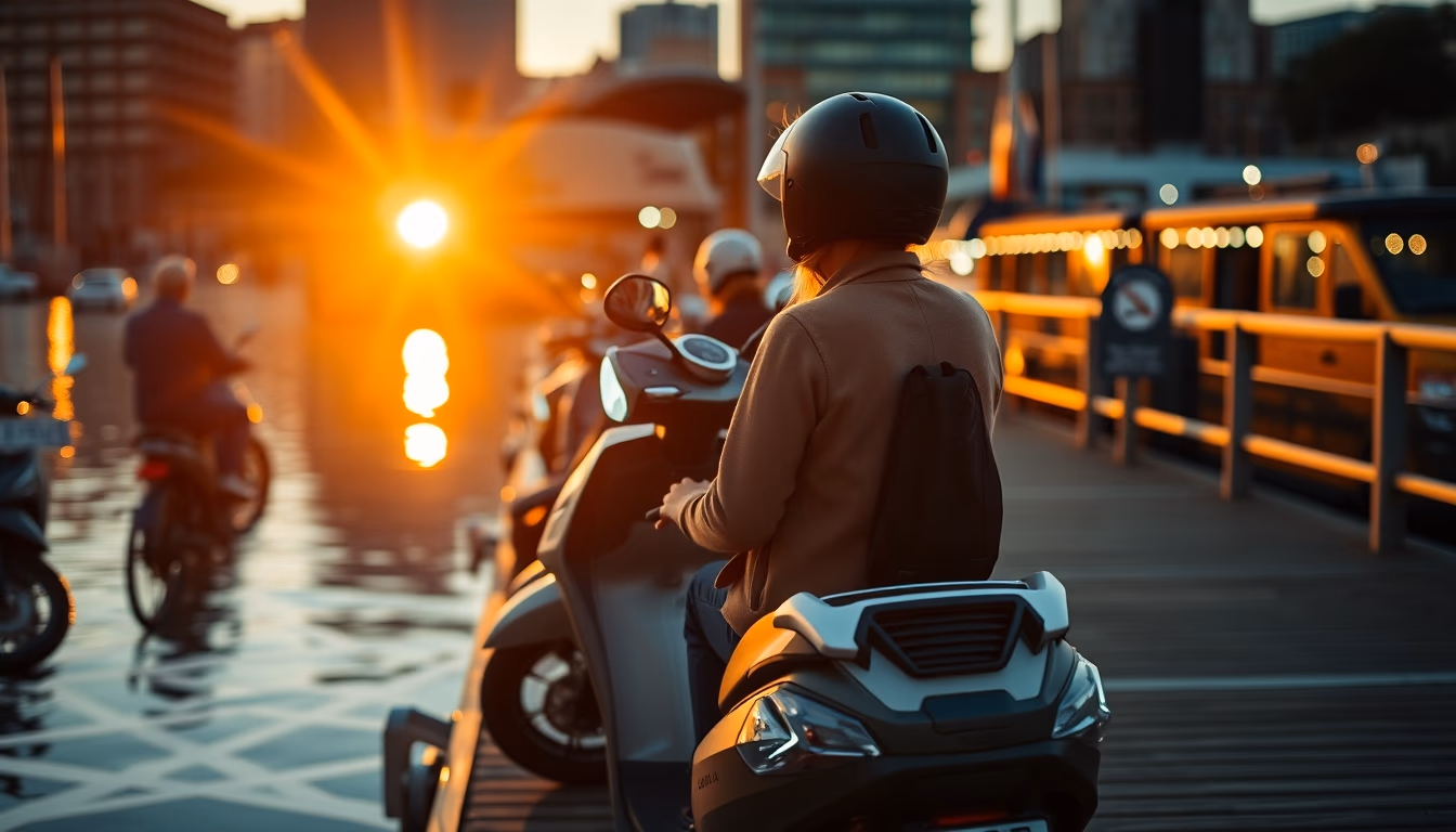 electric scooter dock in editorial style