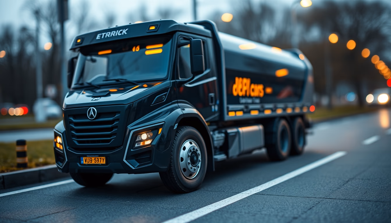 electric truck cybertruck in editorial style