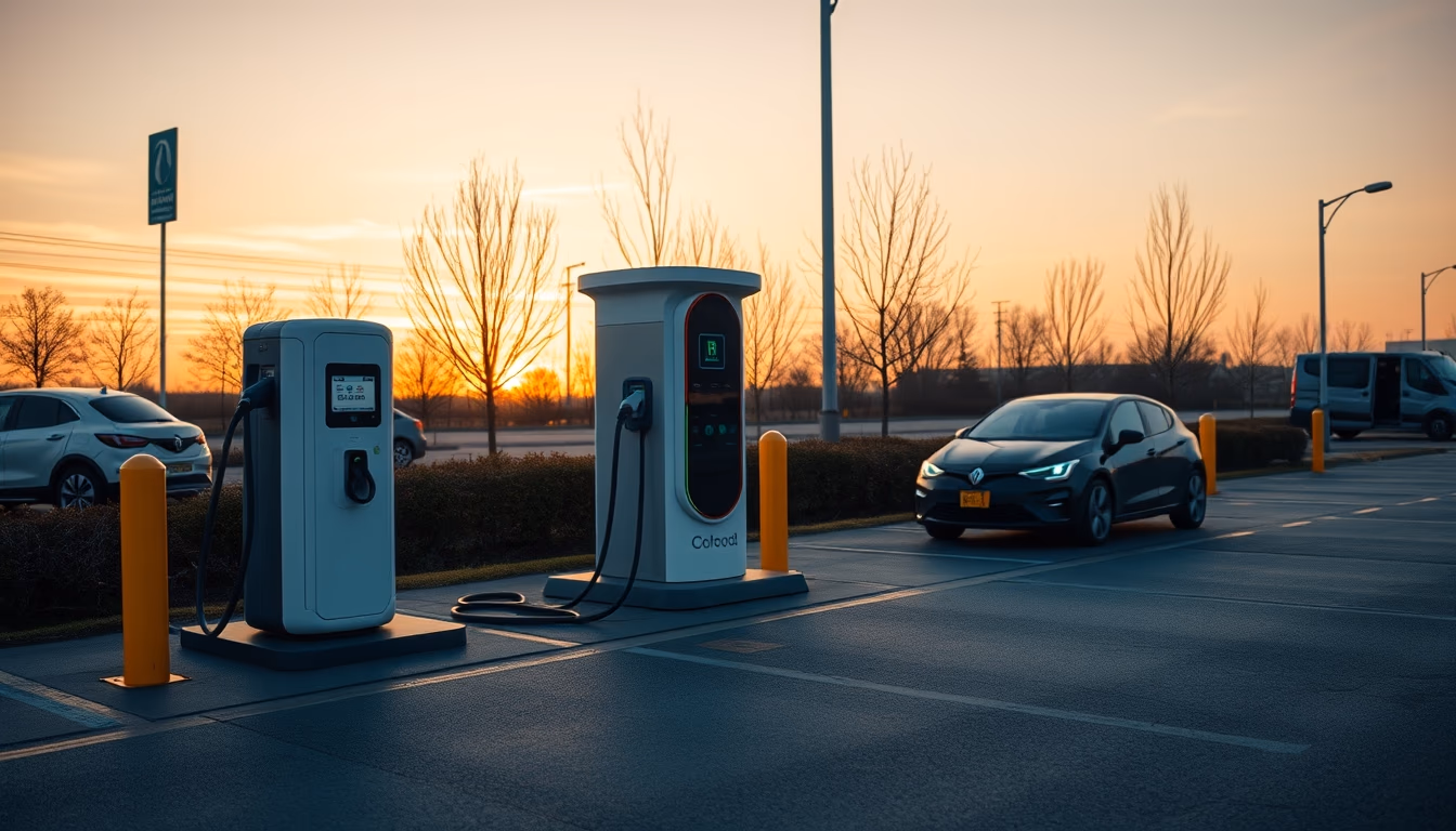 electric vehicle charging station in editorial style