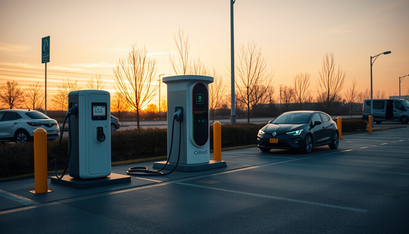 electric vehicle charging station in editorial style