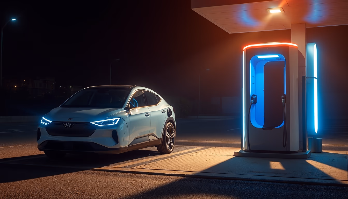 electric vehicle charging station in editorial style