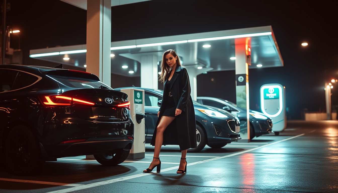 electric vehicle charging station in editorial style